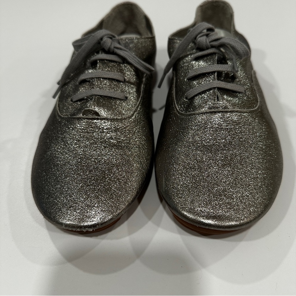 anothersole Paris Lace Up Flats Silver Size 41 EUC Casual Glam - Picture 5 of 9